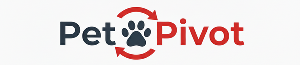 Pet Pivot logo with paw print and arrows on a white background